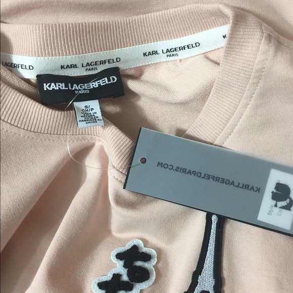 NWT S Karl Lagerfeld sweatshirt love Paris blush - Picture 4 of 5